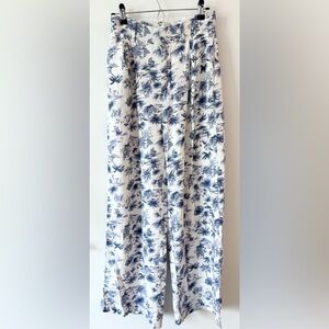 Abercrombie and Fitch Linen Blend Floral Wide Leg Pants Size Small 29” Inseam